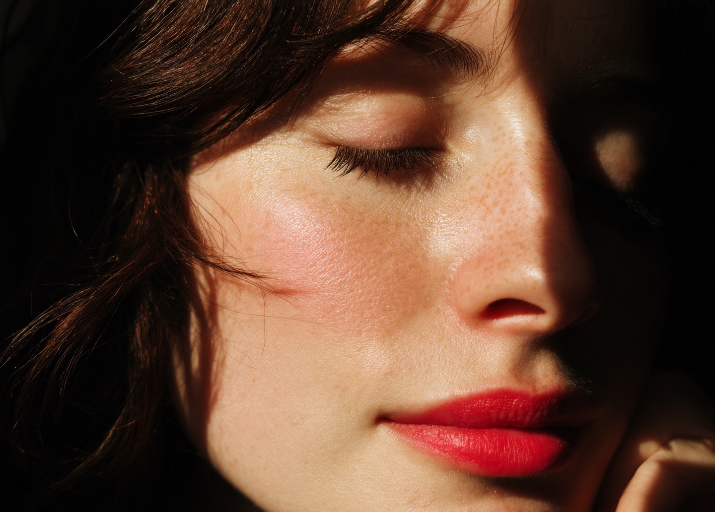 Visage de femme aux lèvres rouges illustrant l'approche holistique du Centre Phocet à Marseille